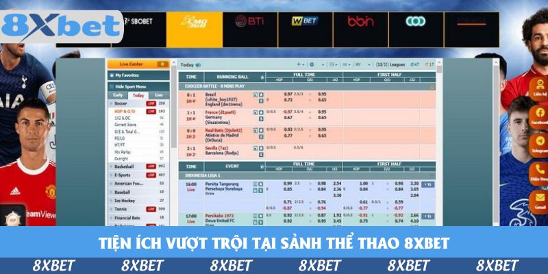 Tiện ích vượt trội tại sảnh thể thao 8xbet